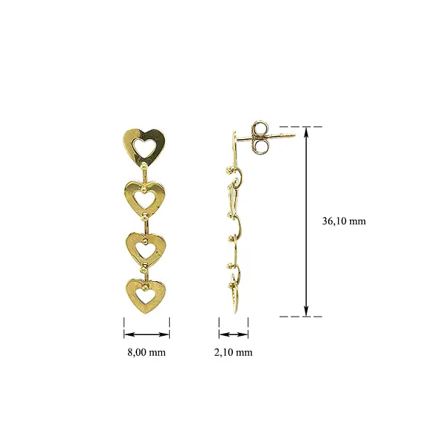 金色心形悬挂耳环