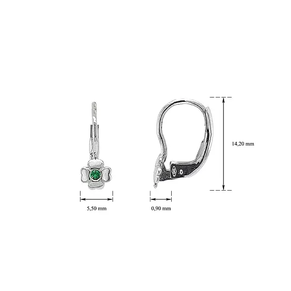 四叶草镶白金祖母绿耳环