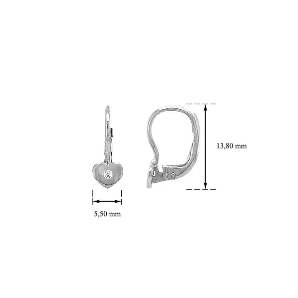 锆石心形金耳环