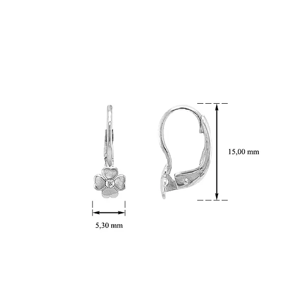 四叶草镶锆石黄金耳环