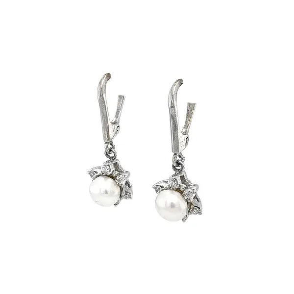 优雅白金珍珠锆石耳环