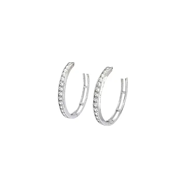 白金锆石圆形耳环