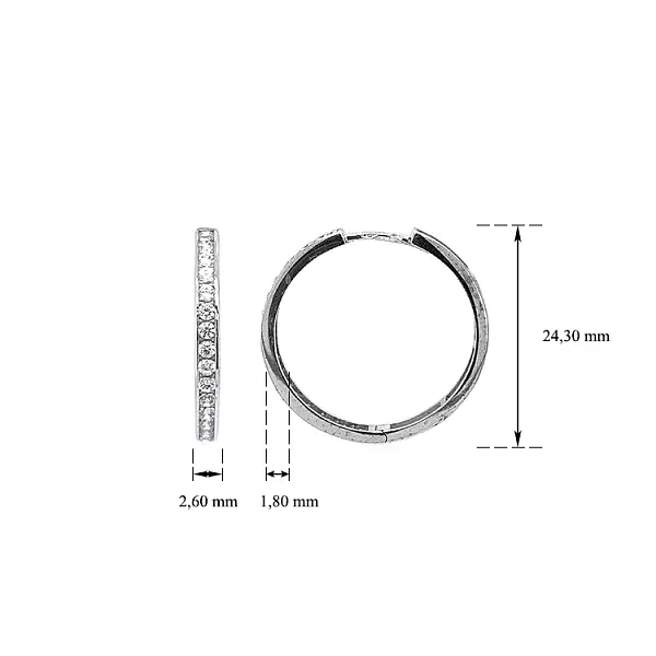 白金锆石圆形耳环