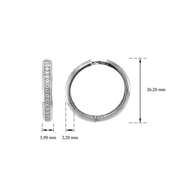 白金锆石圆形耳环