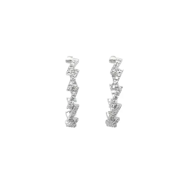 白金锆石圆形耳环