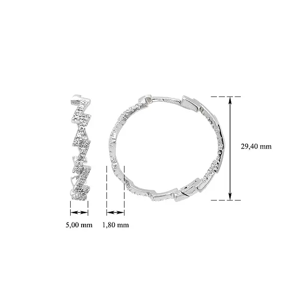 白金锆石圆形耳环