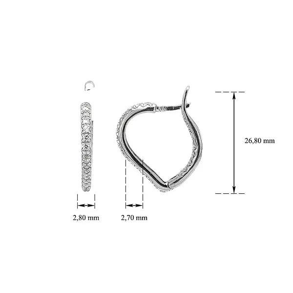 白金锆石圆形耳环