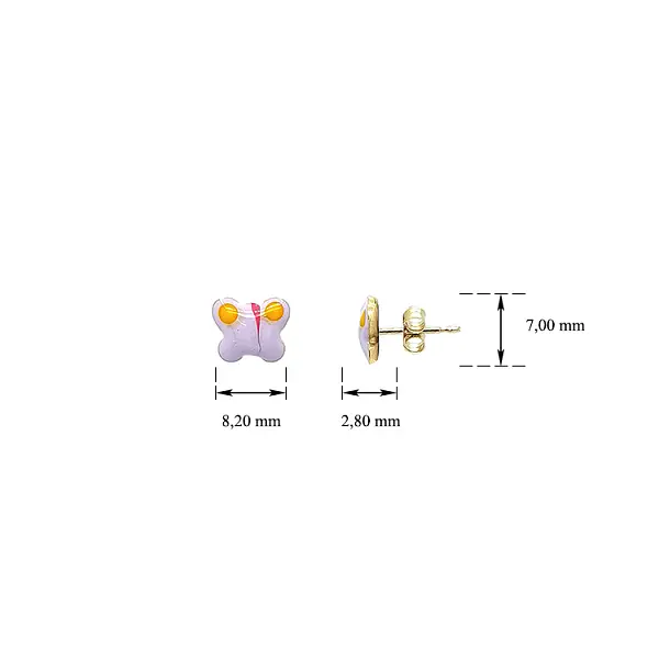 金色 Pecek 蝴蝶耳环