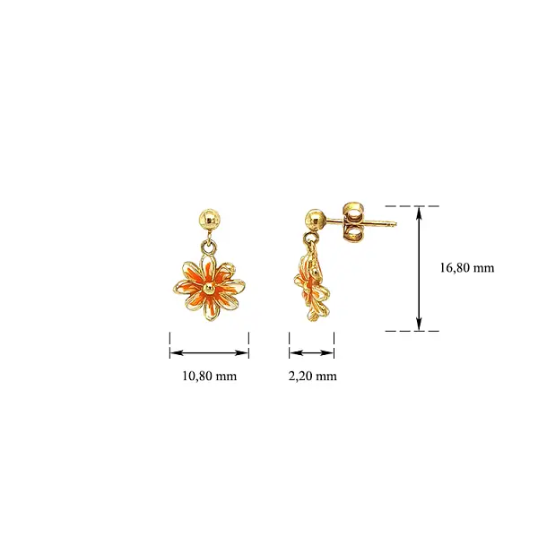 金色花朵吊坠耳环