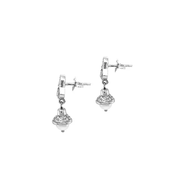 珍珠和锆石金耳环