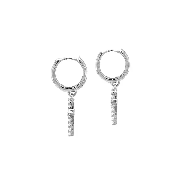 锆石十字架金耳环