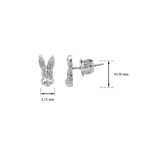 镶锆石的金兔耳环