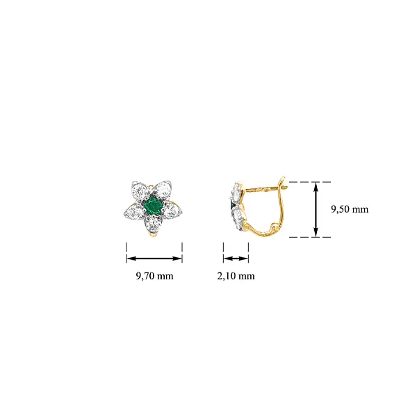 锆石花朵金耳环