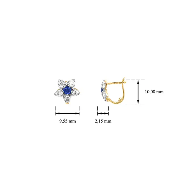 锆石花朵金耳环