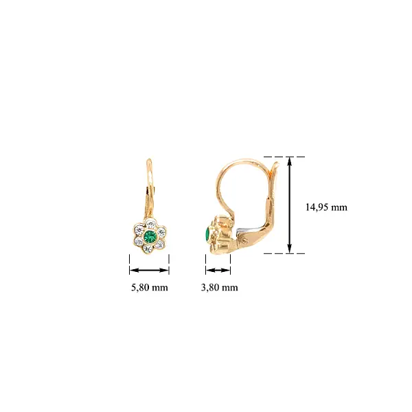 锆石花朵金耳环