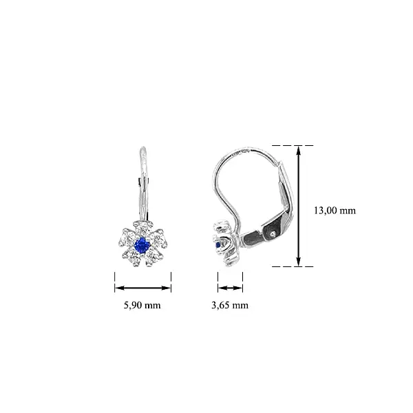 锆石花朵金耳环