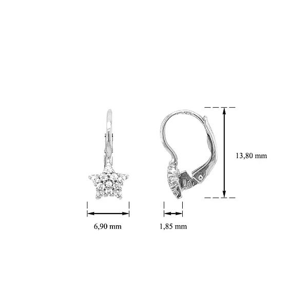 海星镶锆石黄金耳环
