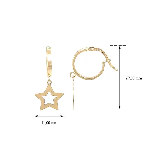 星星金色吊坠耳环