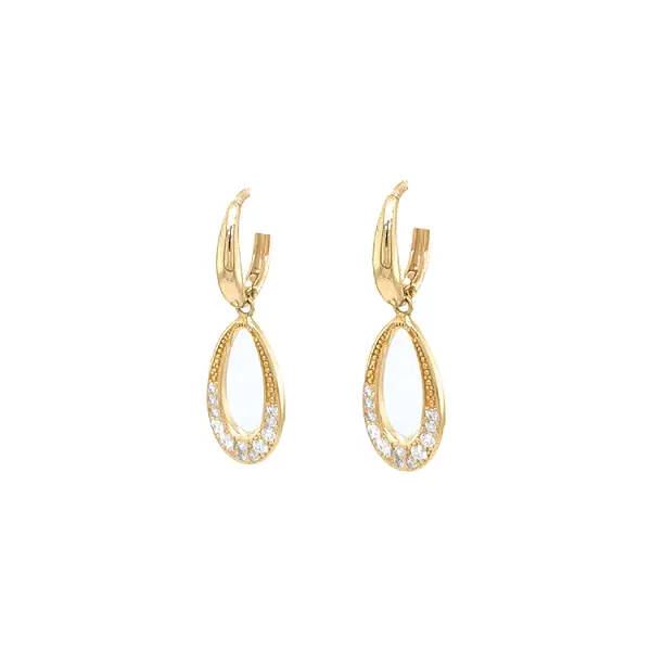 锆石金吊坠耳环