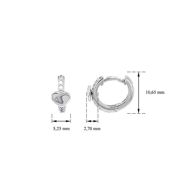 锆石心形金质圆形耳环