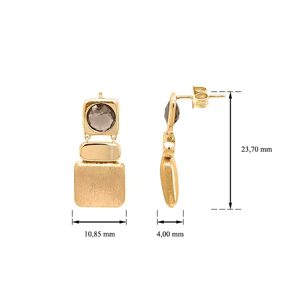 石英金吊坠耳环