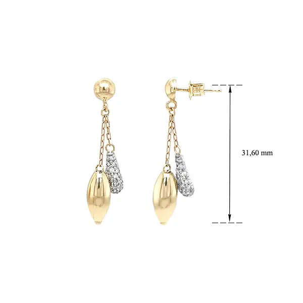 锆石金吊坠耳环