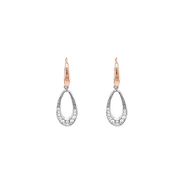 金镶锆石吊坠耳环