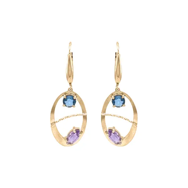 锆石金吊坠耳环