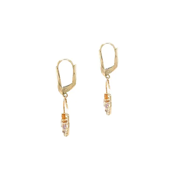 锆石金吊坠耳环