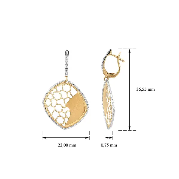锆石黄金吊坠耳环