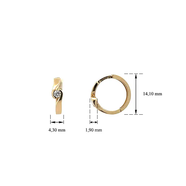 镶锆石的金质圆形耳环