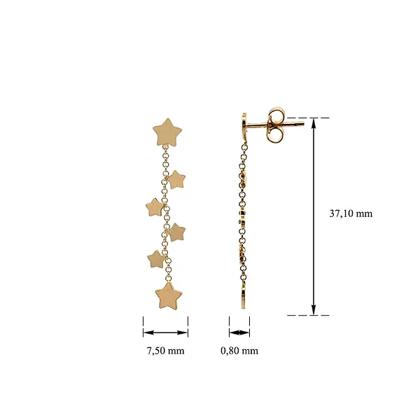 星星金色吊坠耳环