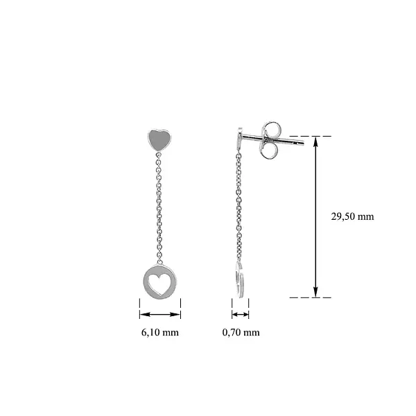金色心形悬挂耳环