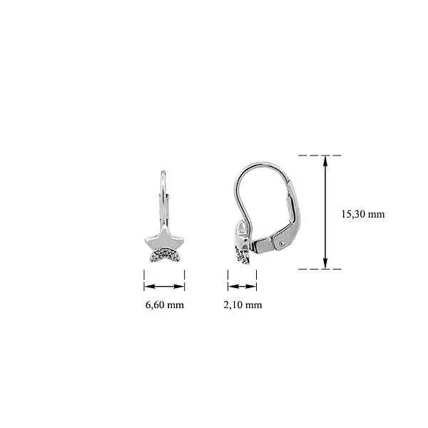 海星镶锆石黄金耳环