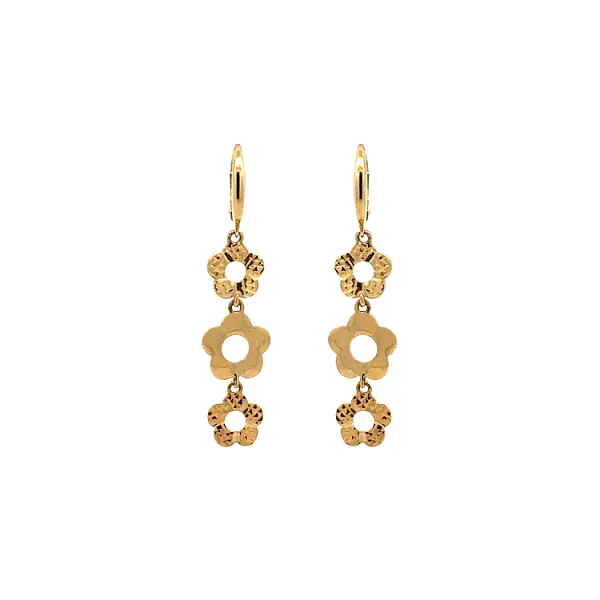 金色吊坠耳环 花朵