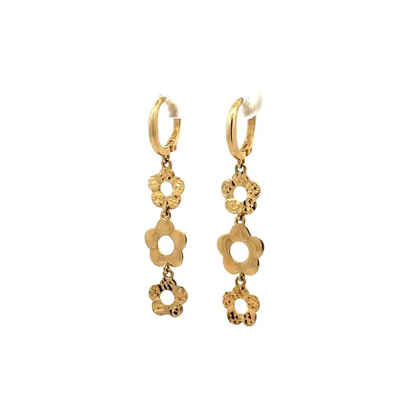 金色吊坠耳环 花朵