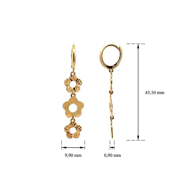 金色吊坠耳环 花朵