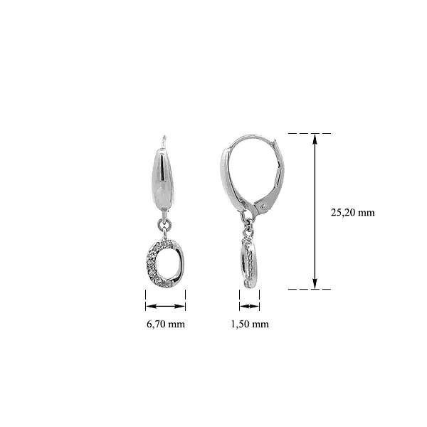 镶锆石的白金吊坠耳环