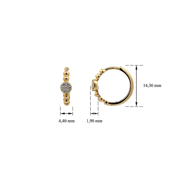 镶锆石的金质圆形耳环