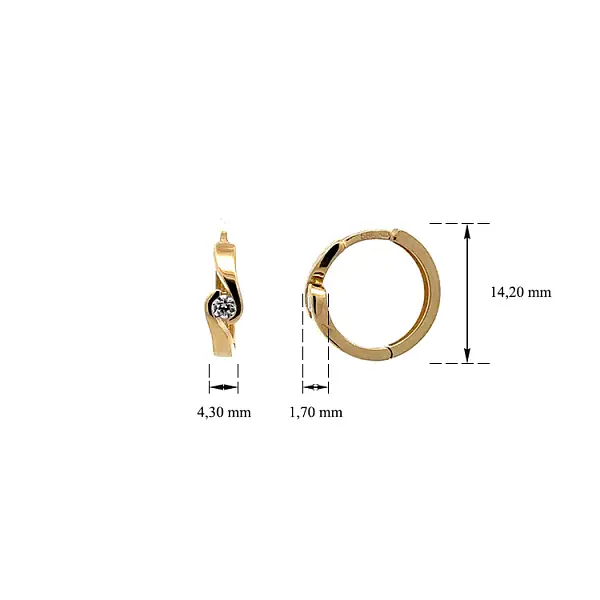 镶锆石的金质圆形耳环