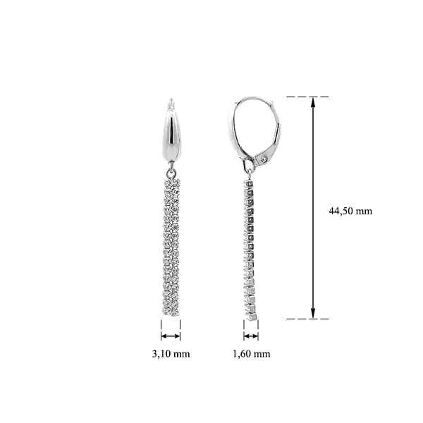 镶锆石的白金吊坠耳环