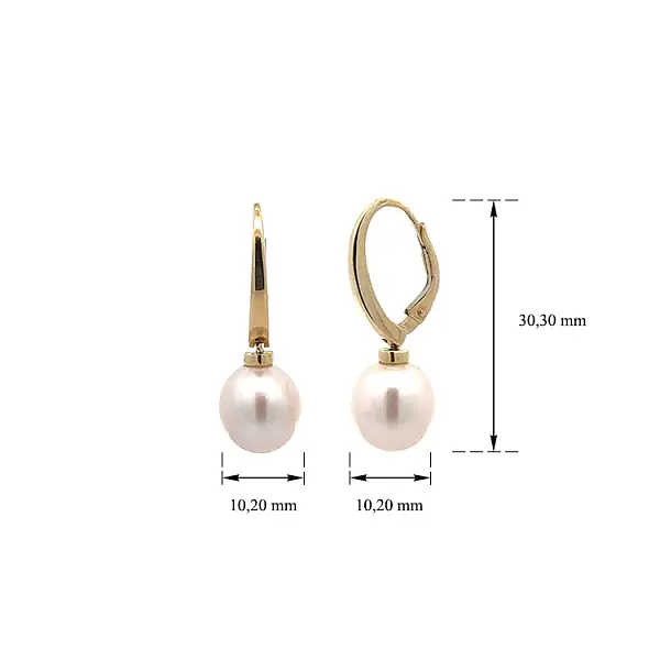 金色珍珠吊坠耳环