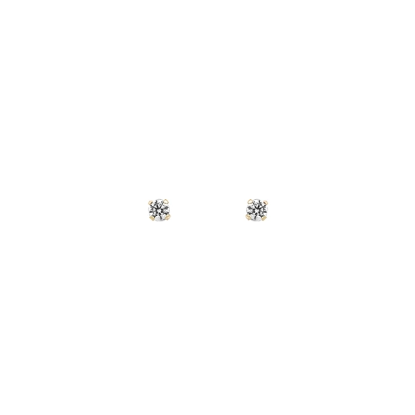 锆石单钻黄金山羊耳环