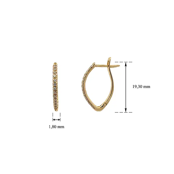 半圆形锆石金耳环