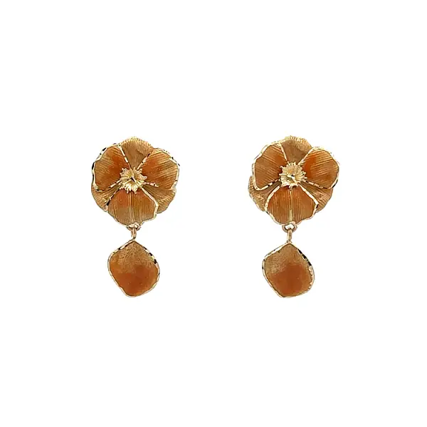 珐琅金吊坠耳环