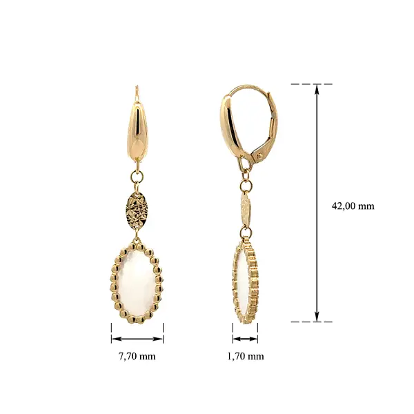 金色珍珠吊坠耳环