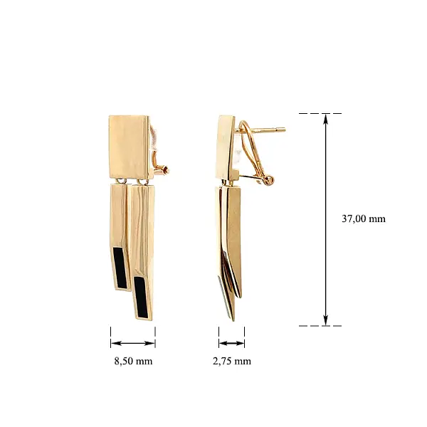 珐琅金吊坠耳环