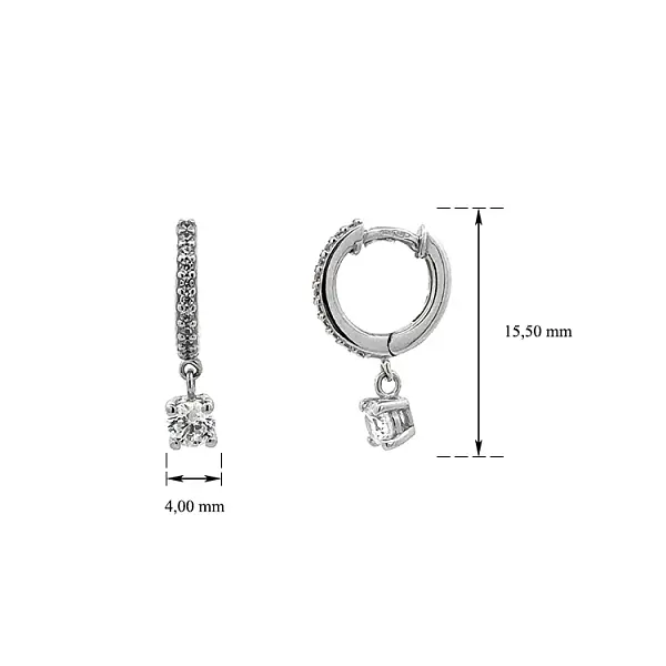 白金锆石吊坠耳环