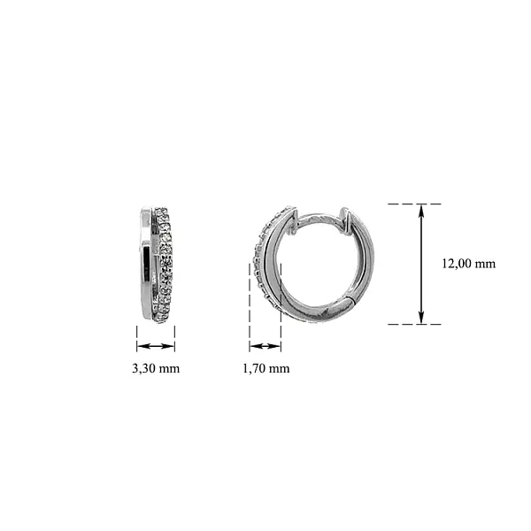 白金锆石圆形耳环