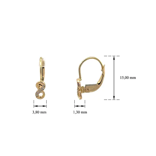 镶嵌锆石的金色 Infinity 耳环